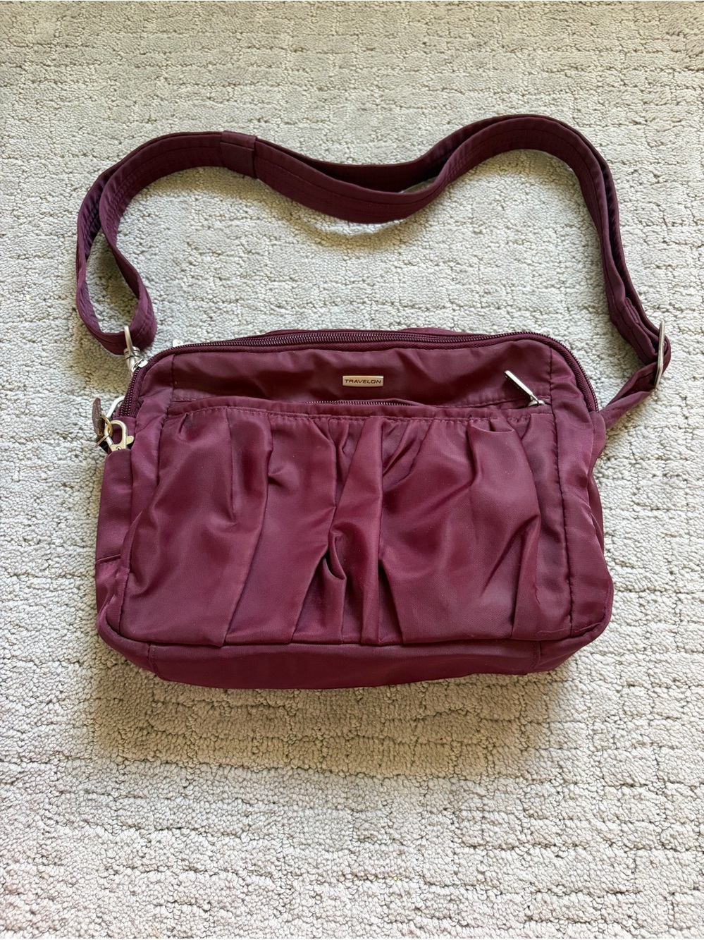 Travelon Women's Burgundy anti-theft Crossbody Bag